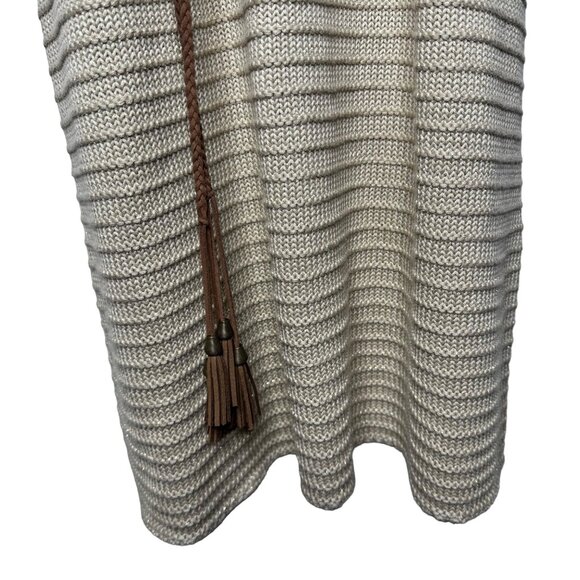 Soft Surroundings Metallic Gold Knit Belted Dress Size Medium V-neck Crochet - Picture 4 of 8